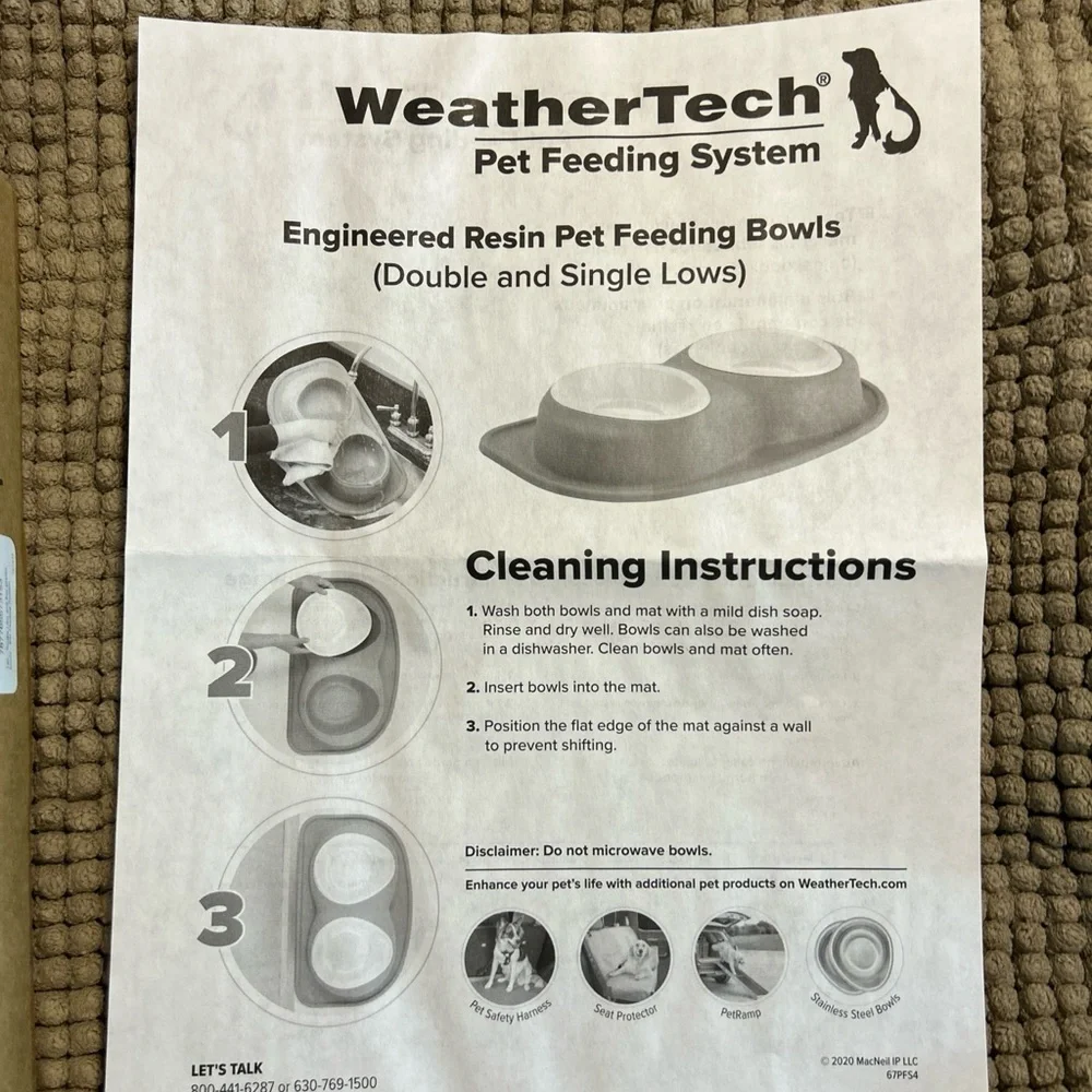 WeatherTech Small Low Pet Feeding Bowl And Mat Tan And BPA free Plastic 8 Oz